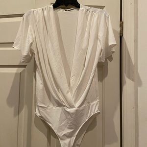 White open-front bodysuit